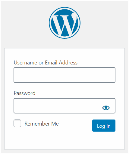 Standard WordPress login page