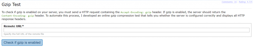 Image showing if Gzip WordPress is working on your server - Part 1