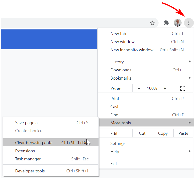 Chrome clear cache