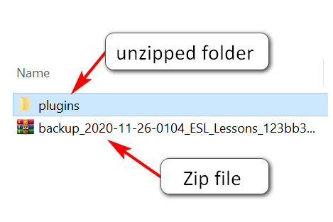 zipped backup files