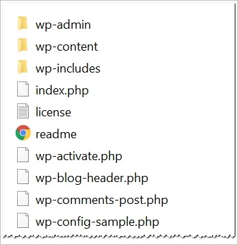 WordPress folders on server