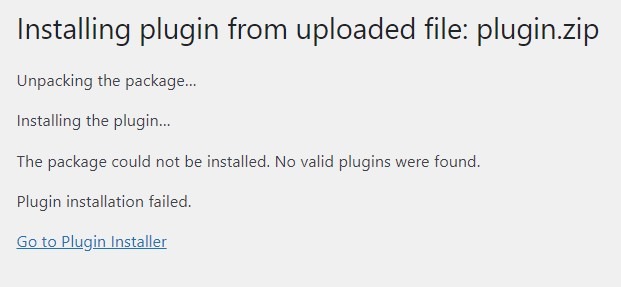 Plugin Installation Failed No Files