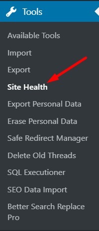 Site Health Menu