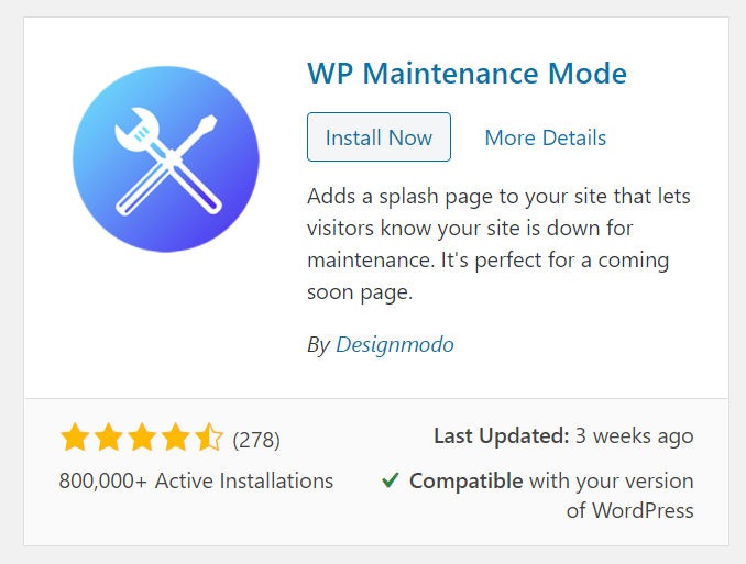 WP Maintenance Mode Plugin