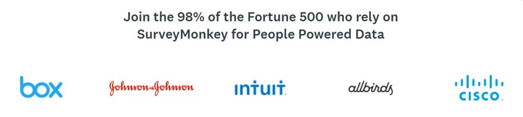 A screenshot of social proof from Survey Monkey's website