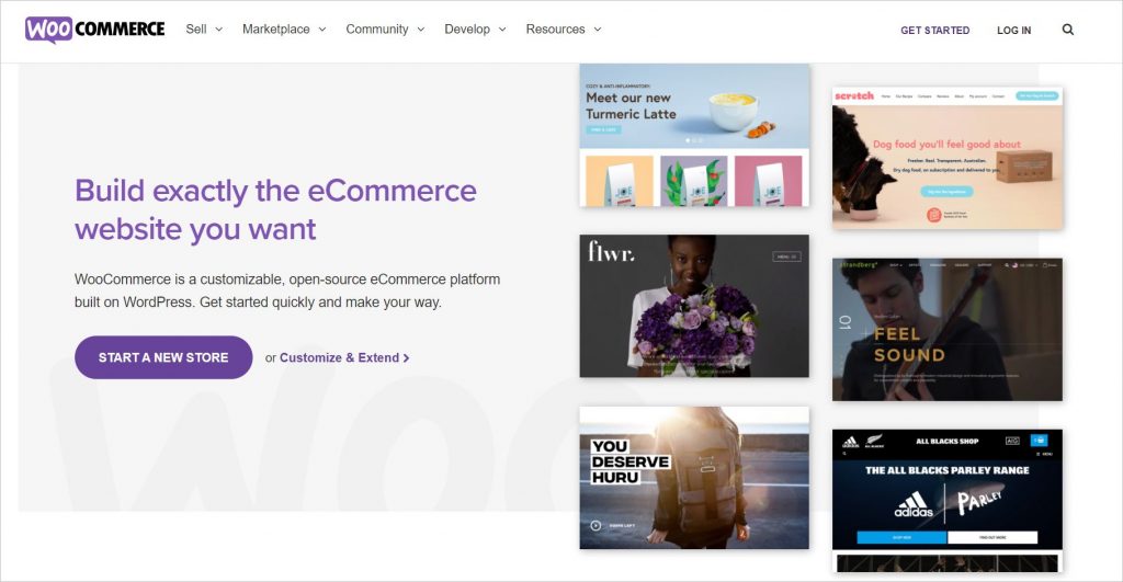 WooCommerce website, showing a few examples of websites built with the plugin. 