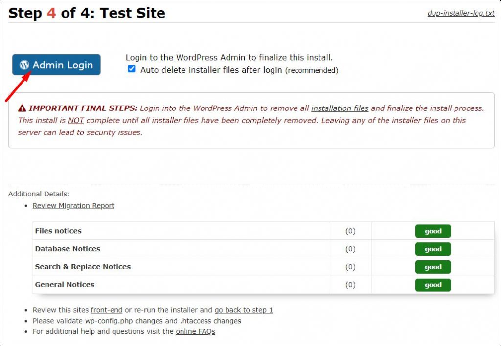 The last step of WP website migration