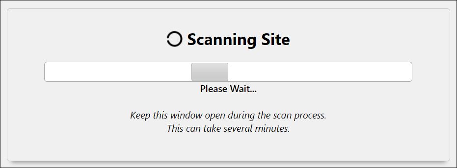 A screenshot of website scanning in progress