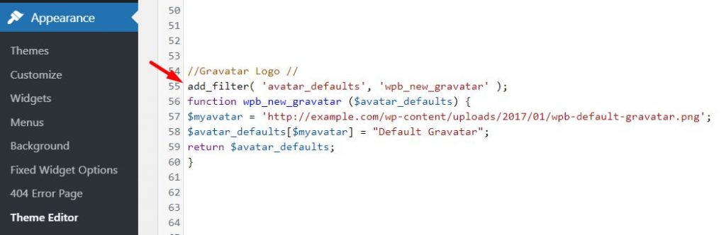An example of WordPress filter hook found somewhere in the functions.php file