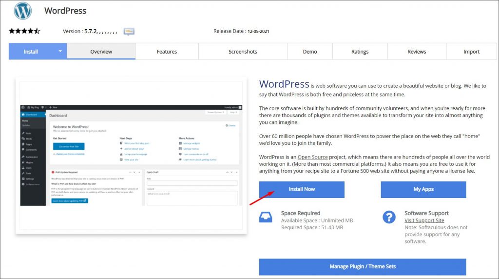 Installing WordPress inside Ampps control panel