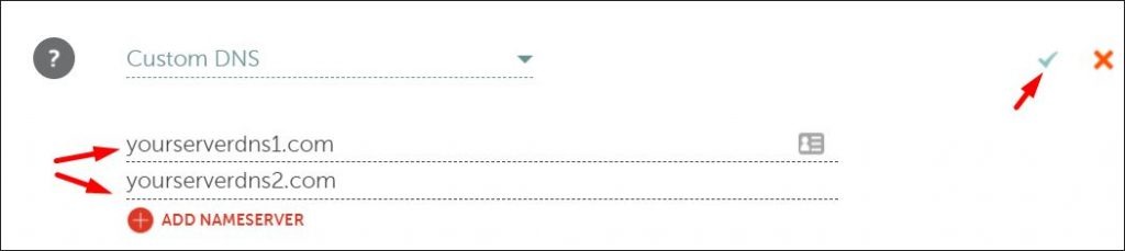 Where to enter custom nameservers received from a host when configuring your WordPress DNS