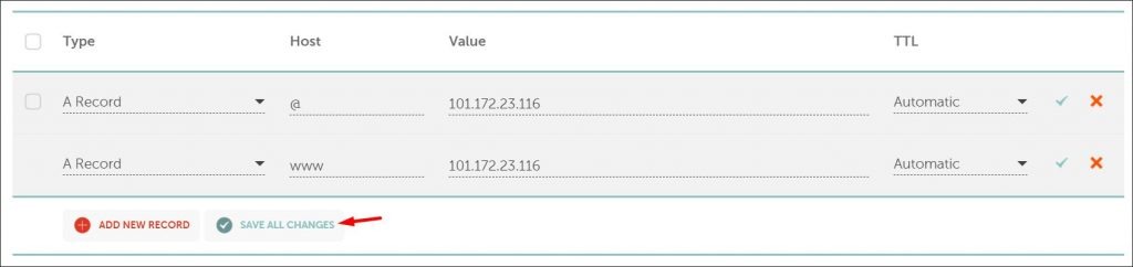 Adding different DNS records for a domain in Namecheap