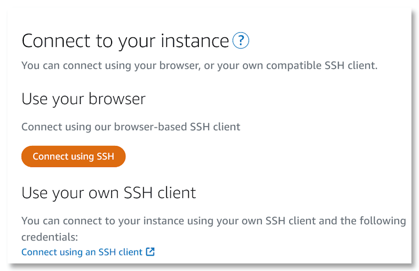 Connect Instance Using SSH