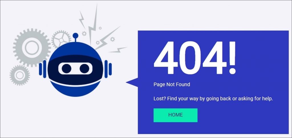 A screenshot of a custom 404 error WordPress page template
