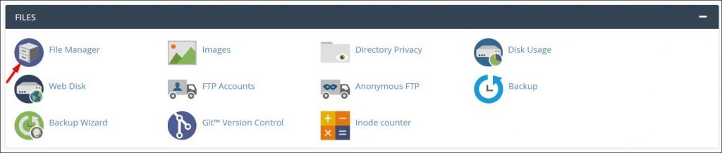 A screenshot of cPanel file manager button