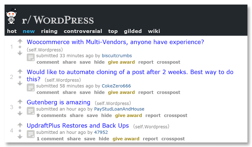 Subreddit WordPress