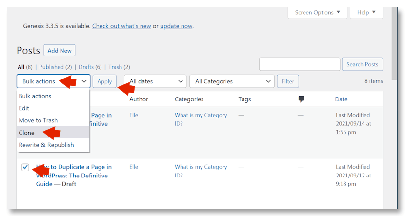 Yoast Duplicate Post Bulk Option