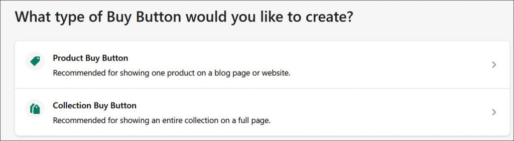 Choosing the type of a Shopify buy button