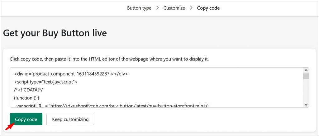 Getting your Shopify buy button live