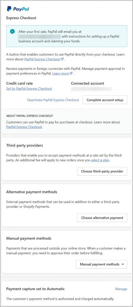 Configuring Shopify Payments