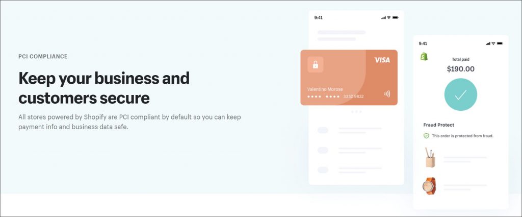 A screenshot of Shopify PCI compliance landing.