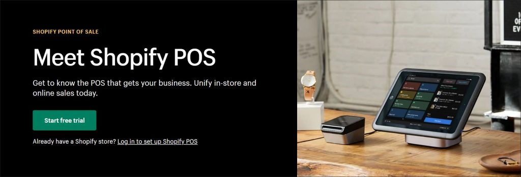 A screenshot of Shopify mPoS website