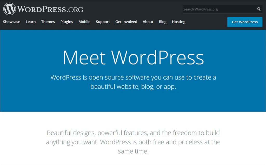 A screenshot of WordPress.org website