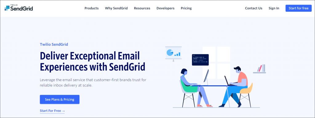 A screenshot of Sendgrid - an email platform which you can use to overcome the WordPress not sending email problem.