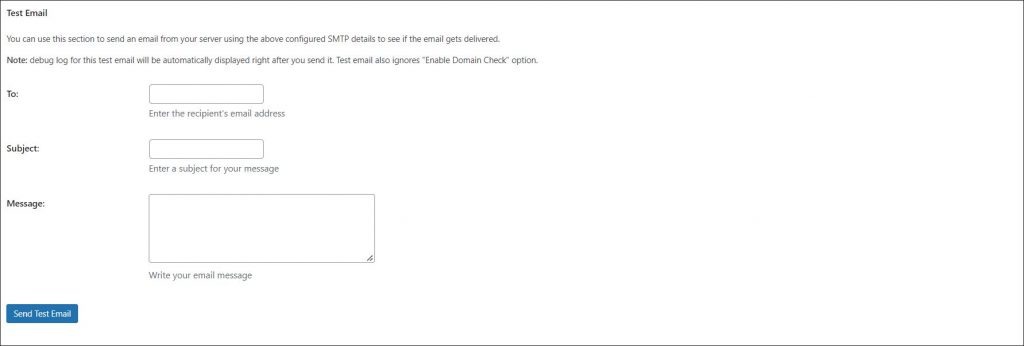 A screenshot of test email inside WordPress easy SMTP plugin