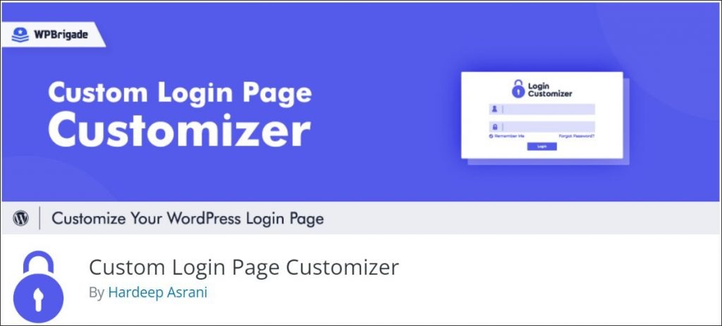 A screenshot of custom login page customizer - a WordPress plugin