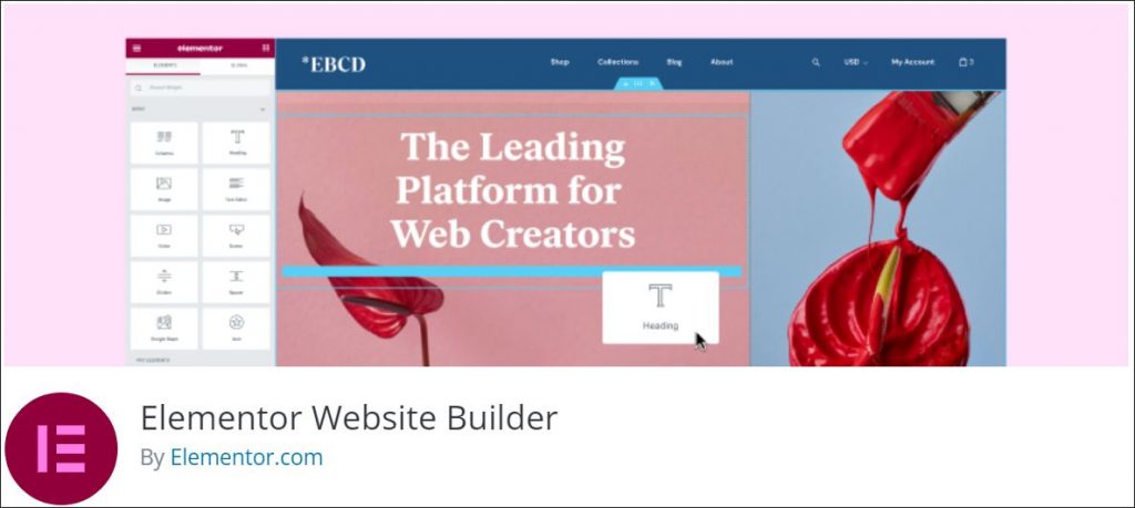A screenshot of Elementor - a website and page builder for WordPress
