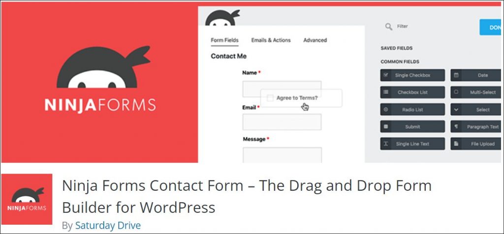 A screenshot of ninja forms - a user-friendly WordPress form builder.