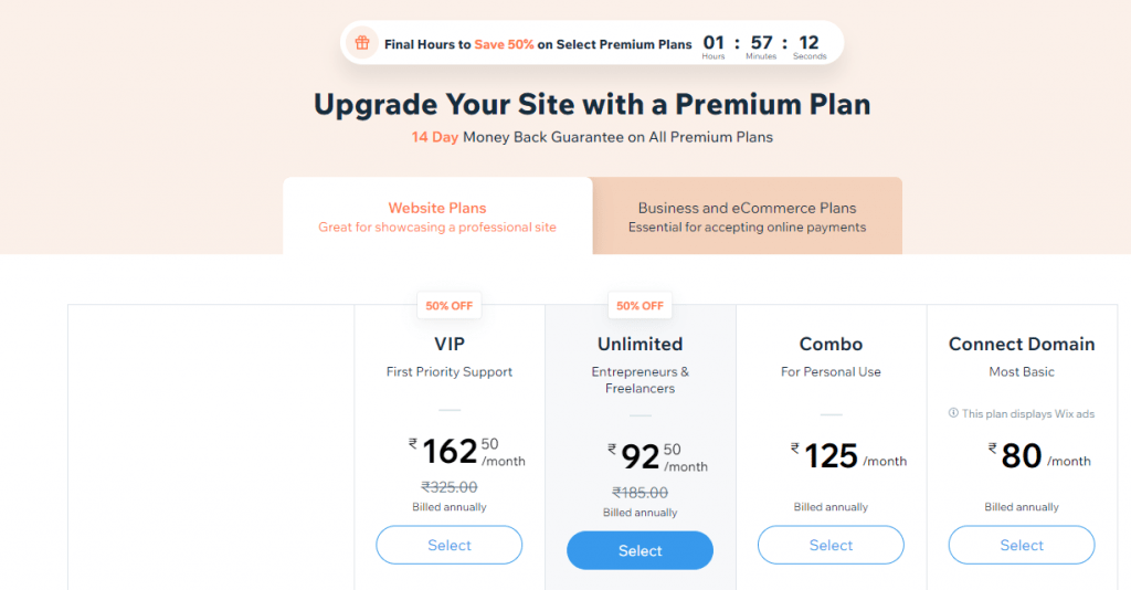 Wix Pricing