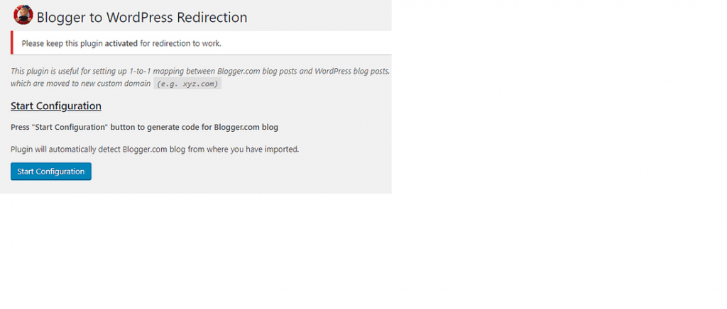 Blogger to Wordpress Redirection Configuration